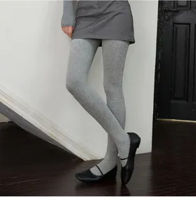 Damen graue Strickstrumpfhose Winter warme einfarbige Leggings elegante Alltag Kleidung