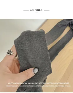 Damen 240-Stich Feinwoll-Strumpfhose Detailansicht, weicher Griff und elastisch.