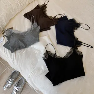 Women winter thermal lace camisole sleeveless top basic layering underwear multi color