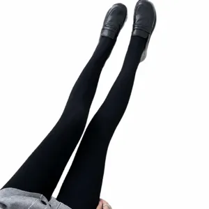 Autunno inverno collant neri termici felpati finto trasparenti leggings caldi moda