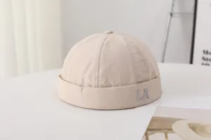 Unisex quick-drying brimless melon cap summer breathable streetwear dockman hat beige