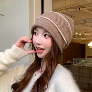 Berretto in maglia invernali da donna, cappello caldo stile coreano per viaggio e uso quotidiano.