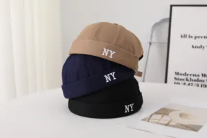 Printemps été mode NY brodé bonnet docker chapeau rétro sans bord style streetwear