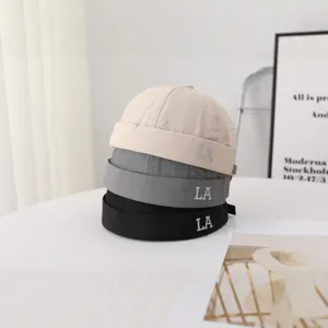 Men Brimless Dockerman Hat Quick Drying Breathable Street Style Solid Color Letter Embroidery Summer Sun Hat