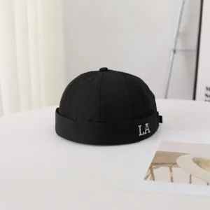Black quick-dry docker cap for men, stylish street style summer breathable sun protection hat.