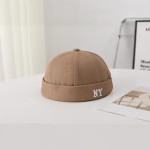 Printemps ete nouvelle casquette docker brodee NY decontractee unisexe retro bonnet marron