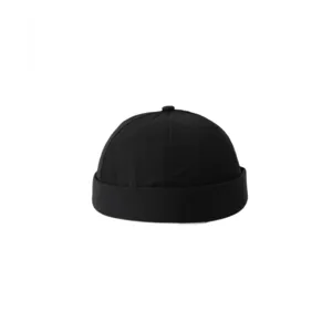 Gorra docker negra lisa sin visera, estilo minimalista retro versátil para uso diario y casual