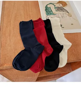 Detailaufnahme kuscheliger Woll-Stapelsocken in klassischen Farben für gemütliche Outfits.