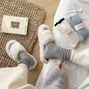 Γυναικείο Casual Crew Socks από Βαμβάκι Ιαπωνικό Στυλ Χρωματικό Μπλοκ Ζεστό Μακρύ Κάλτσες Χειμώνας