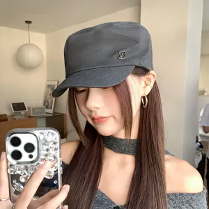 Washed Vintage Cotton Newsboy Cap For Women Flat Top Hat Casual Sun Protection Breathable Visor Hat Fashion Streetwear Cap