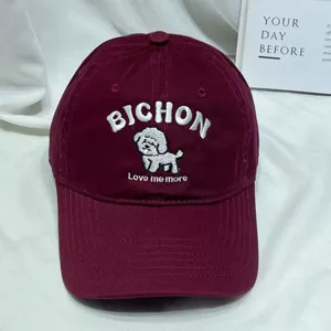 Stile Coreano Carino Cane Ricamo Lettera Cotone Cappellino da Baseball Protezione Solare Regolabile Casual Sport Snapback Cappello Per Donne
