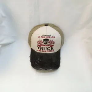 Gorra de Béisbol Lavada y Desgastada para Hombre Sombrero de Algodón Vintage con Bloque de Color Calavera Graffiti Protección Solar