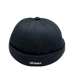 Gorra docker negra para hombre y mujer, sombrero sin ala de verano estilo urbano.
