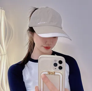 Summer quick-dry sun protection baseball cap for women with high ponytail design style.