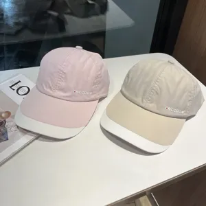 Summer quick-drying contrast color baseball cap for women, breathable sun protection hat.