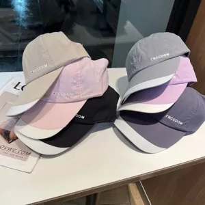 Women quick dry baseball cap stack with contrasting brim, stylish summer sun protection hat.
