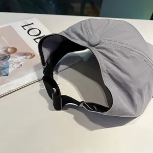 Summer quick-drying empty top ponytail baseball cap detail, sun protection uv block grey hat.