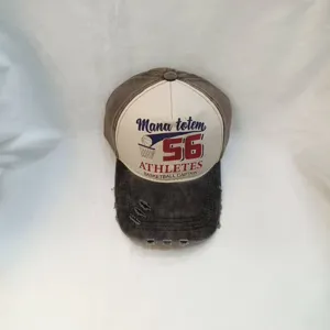 Vintage distressed baseball cap with 56 basketball graphic, soft top curved brim design.