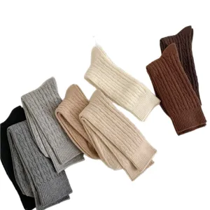Thickened warm mid-tube women socks cable knit winter slouch socks multi-color warm set