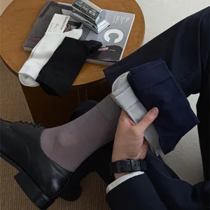 Chaussettes Mi-Bas Décontractées Minces et Respirantes pour Hommes Couleur Unie Lyocell Chaussettes d'Affaires d'Été