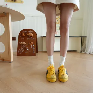 Comfortable white cotton mid-calf slouch socks for women, perfect for daily autumn wear.