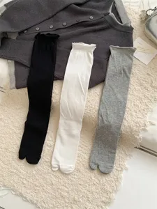 Summer thin split toe socks women daily casual solid color tabi calf socks soft breathable