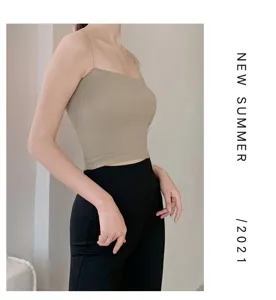 Damen nahtloses Bustier Crop Top Freizeit Slim Fit trägerlose Unterwäsche Tank Top Sommer