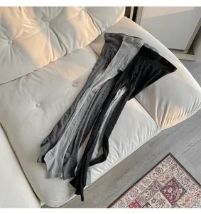 Cotton wide ribbed stirrup tights in solid colors, detailed view showing quality fabric texture.