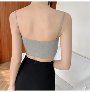 Spring summer women ribbed backless camisole crop top stretch cotton casual basic tube