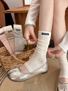 Ballet style stirrup leg warmers women ribbed knit slouch socks summer thin calf socks