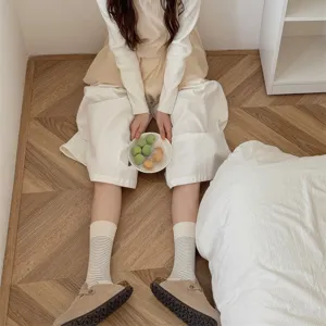 2026 new women socks spring summer fine striped cotton basic Japanese mid tube socks