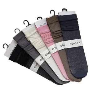 Women's Casual Breathable Nylon Calf High Socks Wavy Pattern Cut-Out High Elasticity Solid Color Everyday Socks For Women