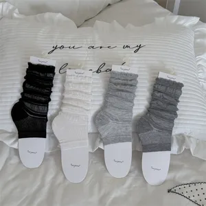 Women's Ballet Style Stirrup Slouch Socks Thin Breathable Ruffle Bubble Cuff Leg Warmers Spring Summer Casual Long Socks