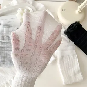 White hollow mesh women socks lace trim cute mid tube spring socks product detail