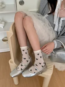 Calcetines transpirables para mujer con bonitos lazos, perfectos para primavera y verano.