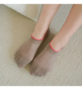 Femmes chaussettes invisibles maille respirante printemps ete coton couleur detail