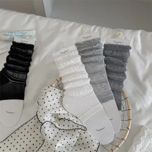 Women's ballet style sheer ruffled leg warmers stack socks breathable summer socks