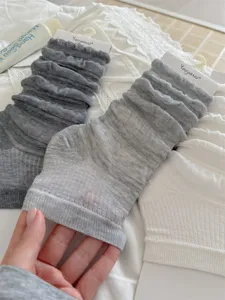Women sheer ballet style stirrup leg warmers spring summer slouch socks detail view