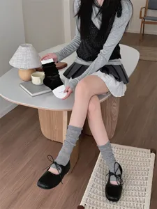 Ballet style footless leg warmers slouch socks for women thin ruffle summer socks.