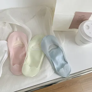 Women ice silk invisible boat socks summer thin breathable non-slip shallow mouth short socks