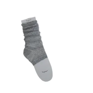 Women gray ballet footless socks thin loose ruffle leg warmers spring summer slouch socks