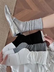 Women ballet style stirrup leg warmers thin rolled edge long stack socks spring summer detail