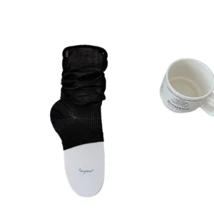 Black ballet style stirrup leg warmers thin mesh stacked socks women spring summer