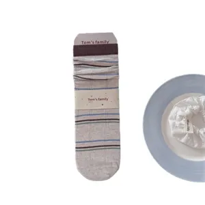 Calze polpaccio traforate a righe retro donna estate sottile traspirante calze casual moda