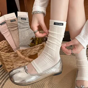 Ballet style stirrup leg warmers women ribbed slouchy socks summer thin long socks cute