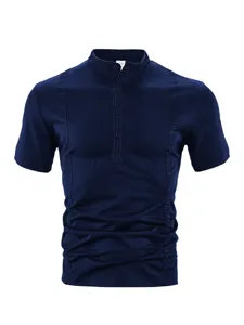 Camisa polo casual manga corta hombre color solido slim fit verano cuello mao ropa top