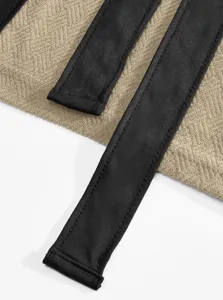 Heren badstof badjas detailopname, comfortabele zachte lange huiskamerjas met zwarte riem.