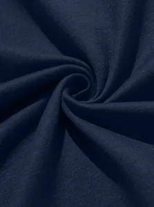 Dark blue fabric material close up detail, soft breathable textile texture for apparel.