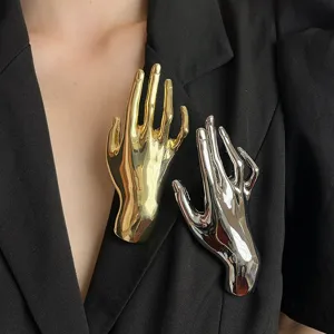 Gold und Silber Metall Hand Form Brosche Nadel für Damen Herren Anzug Modeschmuck.