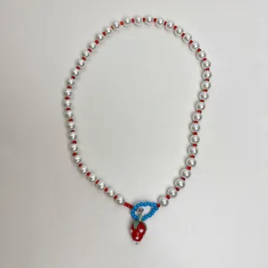 Leuke rode aardbei parel ketting zoete choker trendy gekleurde kralen sieraad